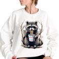 Raccoon Instant Noodle Cup Unisex Oversized Sweatshirt White