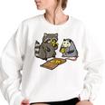 Raccoon & Opossum Pizza Party | Women's Oversized Sweatshirt White