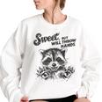 Raccoon Sarcastic Women's Oversized Sweatshirt - Sweet Yet Feisty White