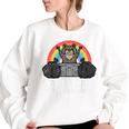 Raccoon & Street Cat Humor Sweatshirt- Oversized for Women & Kids White