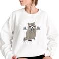 Raccoon Trash Panda Women's Oversized Sweatshirt - Fun Gym Wear White