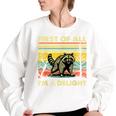 Retro First Of All I'm A Delight Angry Raccoon Animal Women's Oversized Sweatshirt White
