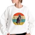 Save the Raccoon Retro Sunset Women's Oversized Sweatshirt White