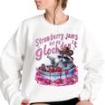 Strawberry Jams Raccoon Women's Oversized Sweatshirt - Fun & Cozy White
