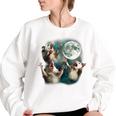Three Possum Moon Women’s Sweatshirt – Oversized & Quirky Meme Style White