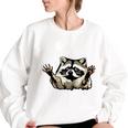 Trash Can Joke Raccoon Women's Oversized Sweatshirt - Humor Theme White