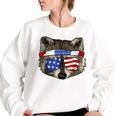 USA Patriotic Raccoon Oversized T-Shirt for Women - July 4th Theme White