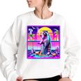 Vaporwave Raccoon Women's Oversized Sweatshirt - Retro Aesthetic White