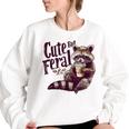 Vintage Coffee Raccoon Women's Oversized Sweatshirt | Cute & Cozy White