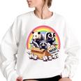 Vintage Women's Sweatshirt - Adopt a Street Cat Opossum Raccoon Skunk White