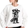 Western Raccoon Cowboy Cowgirl Sweatshirt | Country Style Unisex Women White