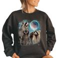 3 Racoon Moon Howling Raccoon Head For Men Women Kid Women's Oversized Sweatshirt Black