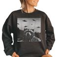 Alien UFO Raccoon Women's Oversized Sweatshirt - Sci-Fi Fun Touch Black