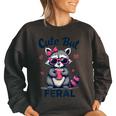 Cute But Feral Girl Summer Raccoon Funny Women Women's Oversized Sweatshirt Black