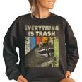 Everything Is Trash Retro Raccoon Lover Camping Women's Oversized Sweatshirt Black