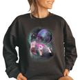 Ferrets Howling Moon Women's Oversized Sweatshirt - Cozy & Unique Black