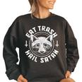 Gothic Raccoon Women's Sweatshirt - Oversized Style, Halloween Flare Black