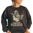 Humorous Cowboy Raccoon Sweatshirt - Vintage Western, Women, Small Black