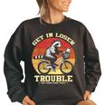 Get In Loser Raccoon Opossum Trash Panda Women's Oversized Sweatshirt Black