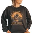 Out Of Breath Hiking Society Sweatshirt - Raccoon Vintage Design for Women Black