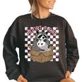 Possum Racoon Adopt A Cat Team Trash Opossums Raccoons Small Women's Oversized Sweatshirt Black
