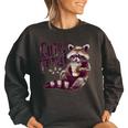 Raccoon Coffeelover Oversized Vintage Women's Sweatshirt Black
