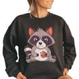 Raccoon Cookie Lover Women's Oversized Sweatshirt - Small Black