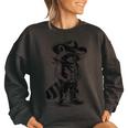 Raccoon Cowboy Cowgirl Western Sweatshirt | Oversized Unisex Style Black