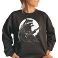 Raccoon Guitarist Women's Oversized Sweatshirt | Fun Meme Design Black