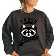 Raccoon Meme Women's Oversized Sweatshirt - Cute Trash Panda Design Black