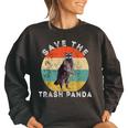 Raccoon Save The Trash Panda Retro Sunset Women's Sweatshirt Black