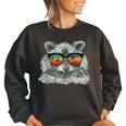 Raccoon With Sunglasses Retro Raccoon Animal Lover Women's Oversized Sweatshirt Black