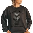 Raccoon Sunset Oversized Sweatshirt - Retro 90s Style for Women Black