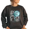 Raccoon Sweatshirt - Women's Oversized - Novelty Moon Howl Design Black