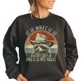 Raccoon 'Trash Panda' Women's Oversized Sweatshirt - Fun & Cozy Black