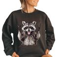 Raccoon Unhinged And Feral Retro Raccoon Feral Summer Women's Oversized Sweatshirt Black