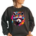 Retro Raccoon Sweatshirt - Colorful Headphones Design for Adults & Kids Black