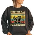 Retro Raccoon Women's Oversized Sweatshirt - Fun & Quirky Fashion Black