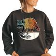 Retro Raccoon Women's Oversized Sweatshirt - Vintage Moon Theme Black