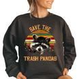 Save The Trash Pandas Raccoon Shirt Raccoon Animal T-Shirt Women's Oversized Sweatshirt Black