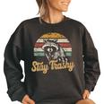 Stay Trashy Opossum Raccoon Internet Memes Meme Women's Oversized Sweatshirt Black