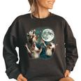 Three Possum Moon 3 Opossum Weird Cursed Meme Women's Oversized Sweatshirt Black