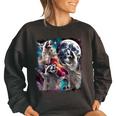Three Racoon Moon 3 Racoon Moon Cursed Meme Women's Oversized Sweatshirt Black