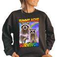 Tummy Ache Raccoon Women's Oversized Sweatshirt - Playful Comfort Black