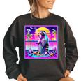 Vaporwave Raccoon Retrowave Synthwave Raccoon Meme Women's Oversized Sweatshirt Black