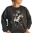 Vintage Cowboy Raccoon Sweatshirt for Women - Retro Western 90s Style Black