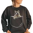 Women's Oversized Raccoon Pocket T-Shirt – Fun & Cozy Tee Black