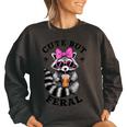 Women's Oversized Sweatshirt - Cute Feral Raccoon with Sunglasses Design Black