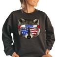 Women's USA Patriotic Raccoon Tee - July 4th Trash Panda Style Black