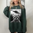 Alien UFO Raccoon Women's Oversized Sweatshirt - Quirky Style Forest